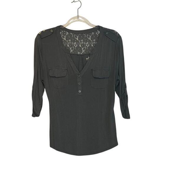 NY&Co Soho Grey 3/4 Sleeve Top M - Picture 1 of 4